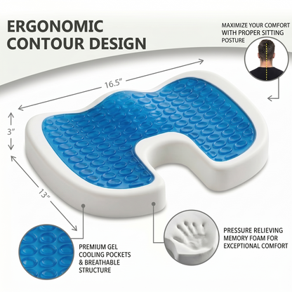 Ultimate Seat Comfort: Gel-Enhanced Orthopedic Memory Foam Seat Cushion – Trucker Grade