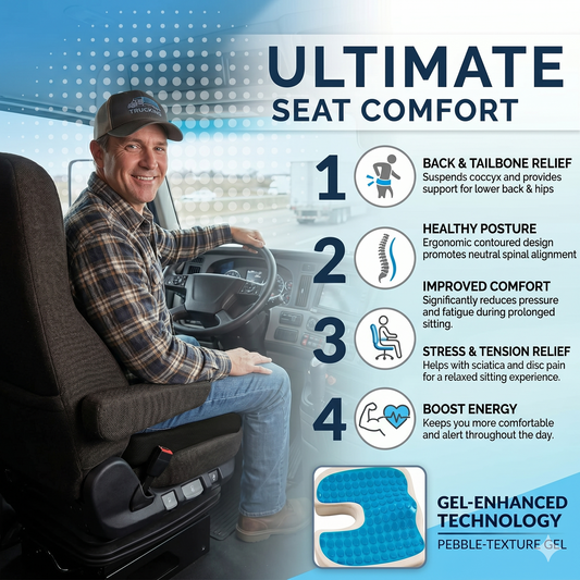 Ultimate Seat Comfort: Gel-Enhanced Orthopedic Memory Foam Seat Cushion – Trucker Grade